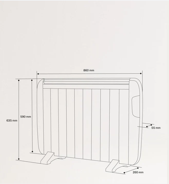 Create - WARM SLIM 1500W – Black Electric Convector Heater with WiFi
